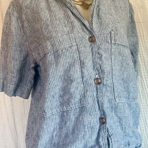 Everlane Blue Striped Button Down Shirt